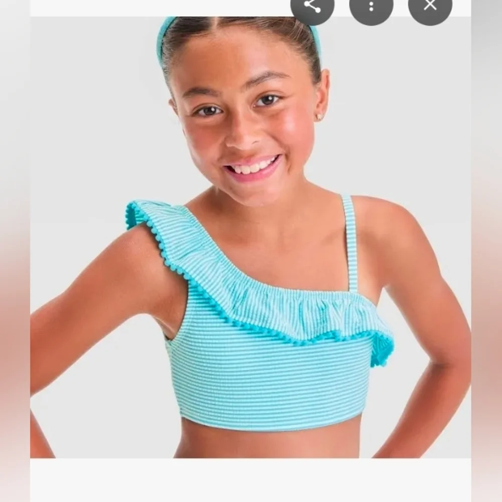 Cat & Jack Girls' Striped Bikini Set  Blue M 8